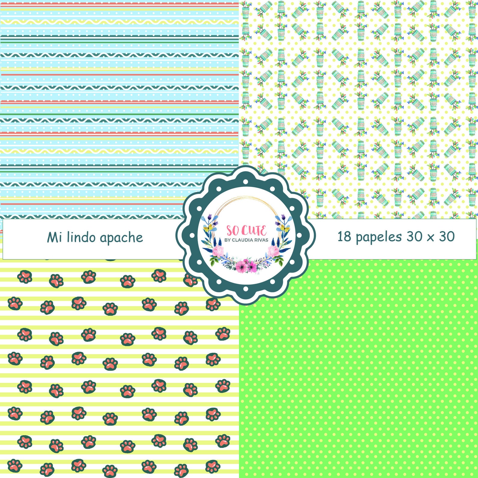 Colección de papeles digital Mi Lindo Apache Papeles para Imprimir Papeles para manualidades