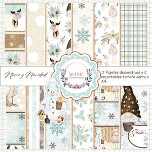 Colección de papeles DIGITAL | Nieve | Navidad| Papeles para Imprimir | Papeles para Scrapbook