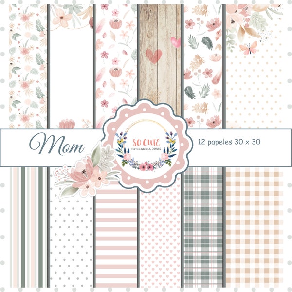 Colección MOM - Papeles digitales para scrapbooking 30x30 cm