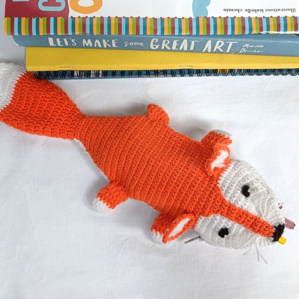 Étui à crayons/pochette de rangement Fox au crochet, cadeau pour enfants certifié WFTO