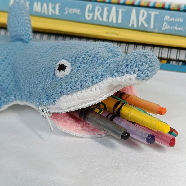 Dolphin Crochet Pencil Case/Storage Pouch, Kids Fair Trade Gift