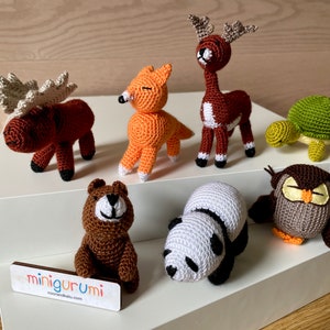 MINIGURUMI Mini Crochet Woodland Animals- Fox, Owl, Deer, Moose, Bear, Koala, Turtle, Panda, WFTO Certified