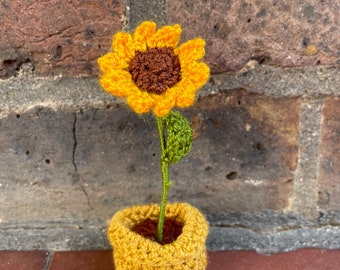 Mini Crochet Flowerpot Sunflower, WFTO Certified