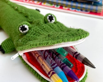 Crocodile Crochet Pencil Case/Storage Pouch, Kids WFTO Certified Fair Trade Gift