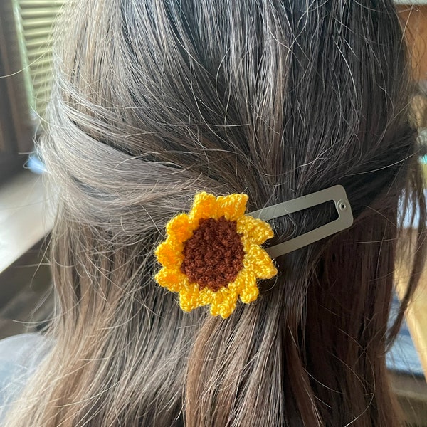 Crochet Sunflower Hair Clips, set of 2, WFTO certified fair trade, hand-crafted