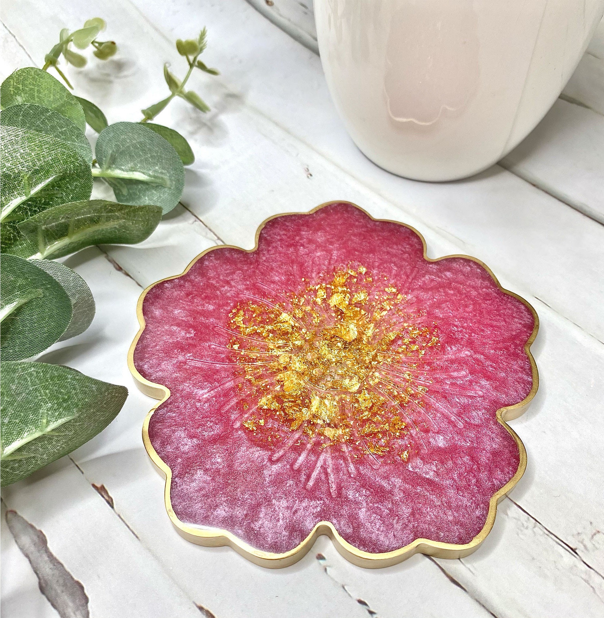 Flower Resin Coasters Flower Shaped Coasters Unique Etsy