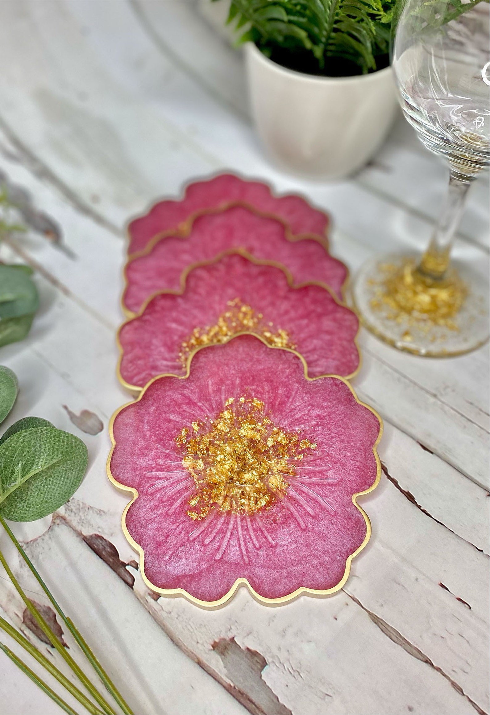 Flower Resin Coasters Flower Shaped Coasters Unique Etsy