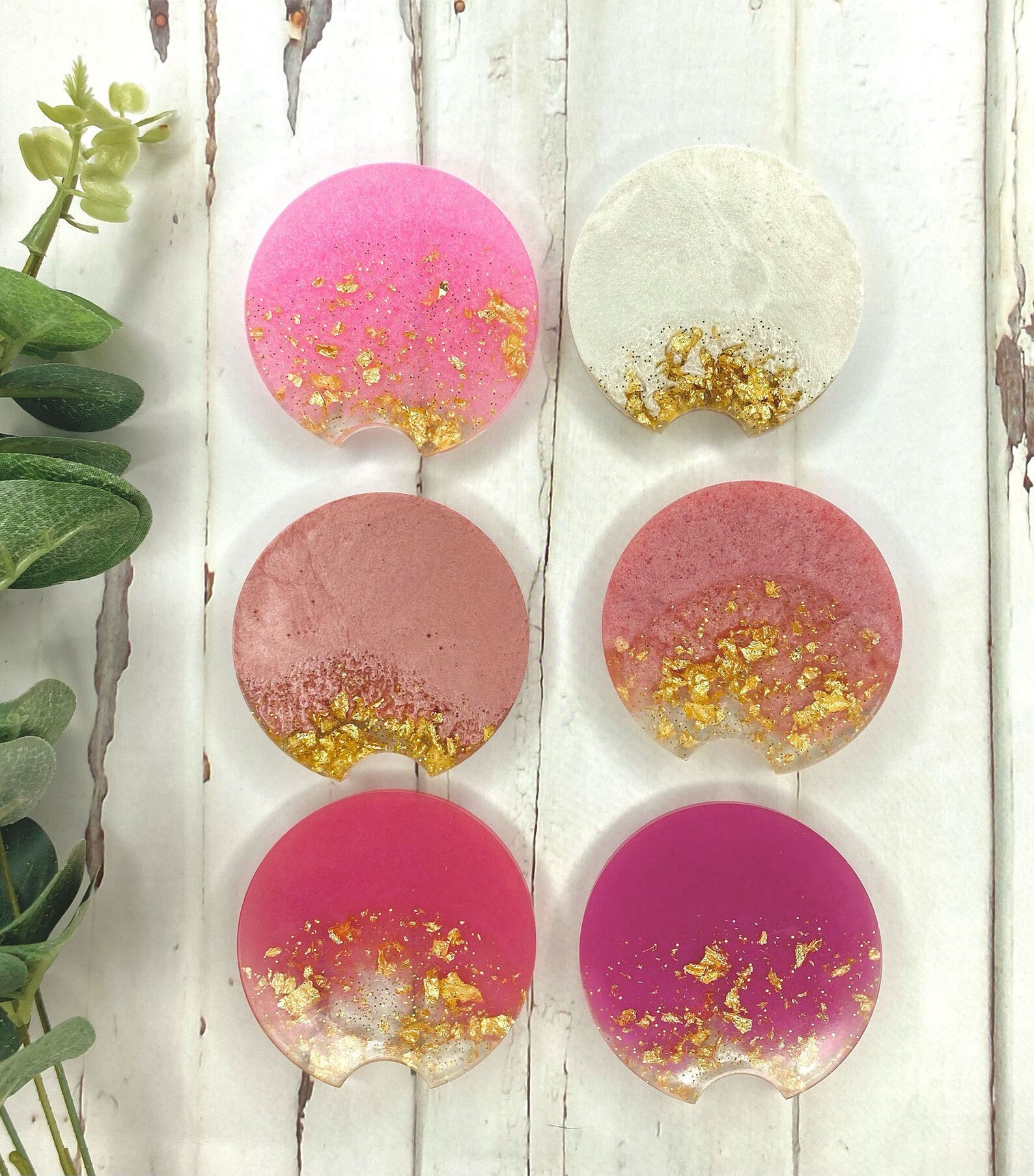 Pink Resin Car Coasters Set of 2 Coasters Car Accessories Etsy