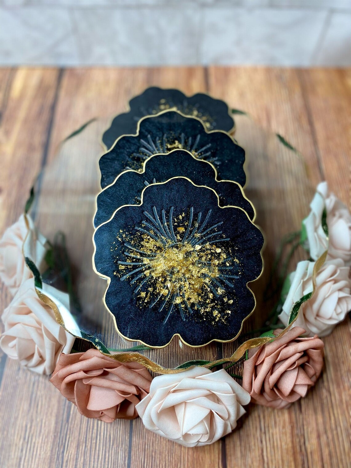 Flower Resin Coasters Flower Shaped Coasters Unique Etsy