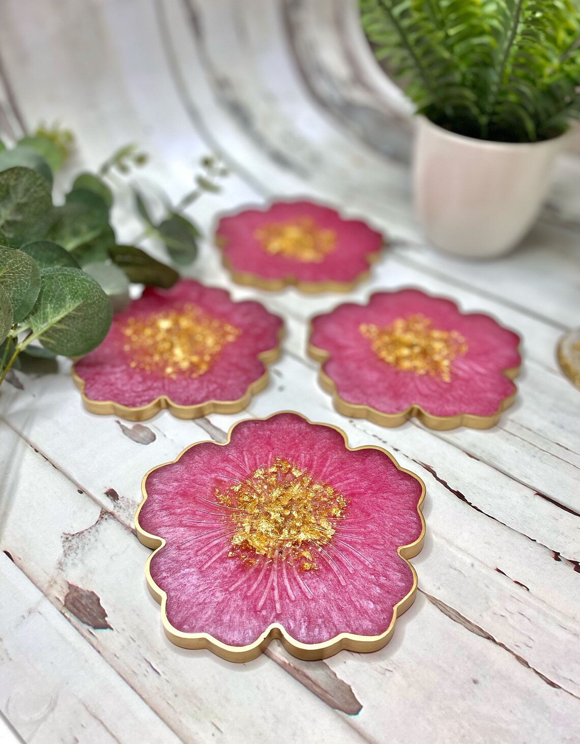 Flower Resin Coasters Flower Shaped Coasters Unique Etsy