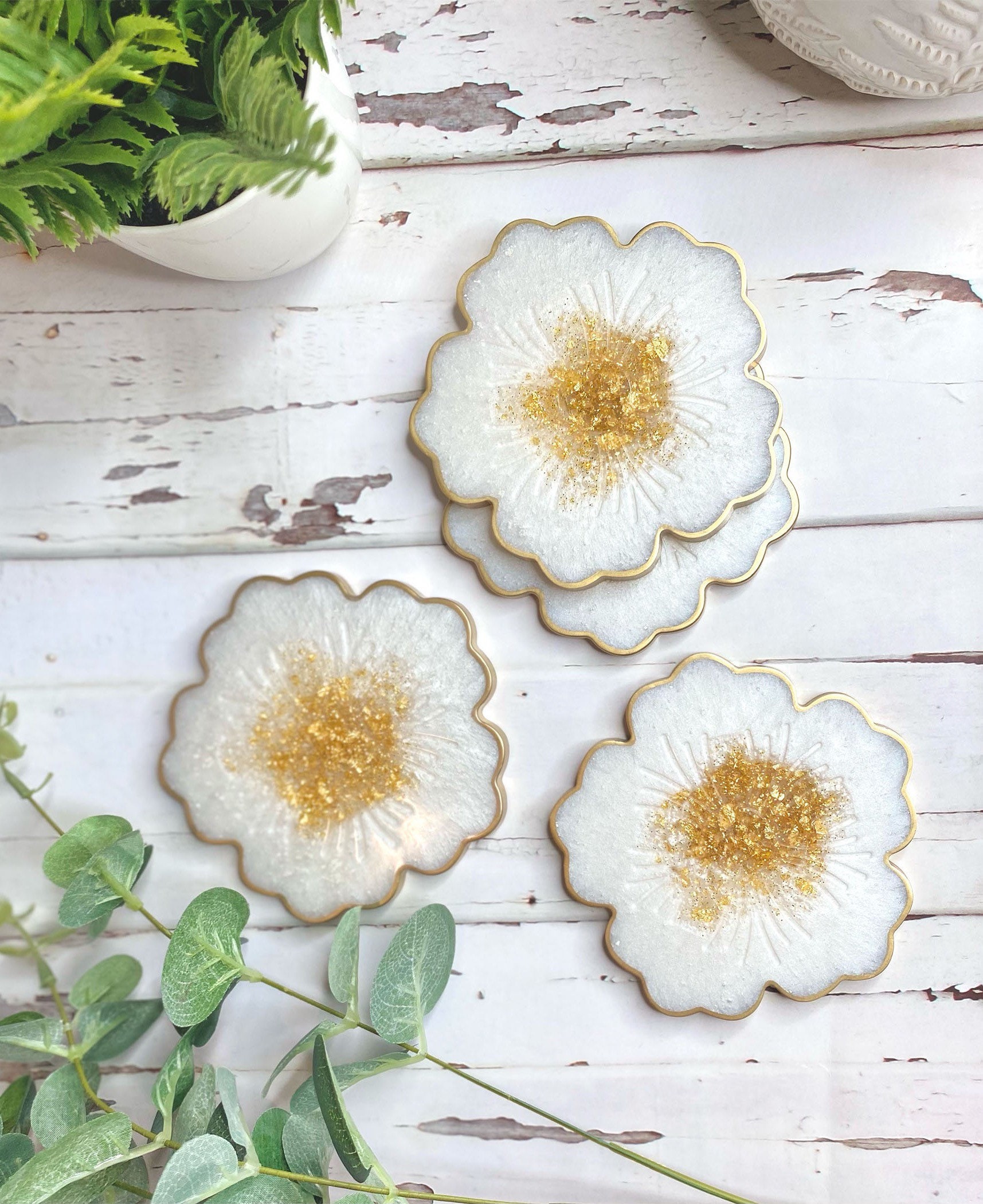 Resin Flower Coasters Flower Shaped Coasters Unique Etsy