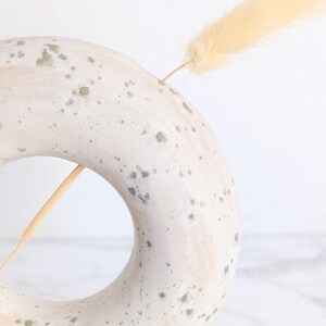 Wheelthrown donut vase White speckle