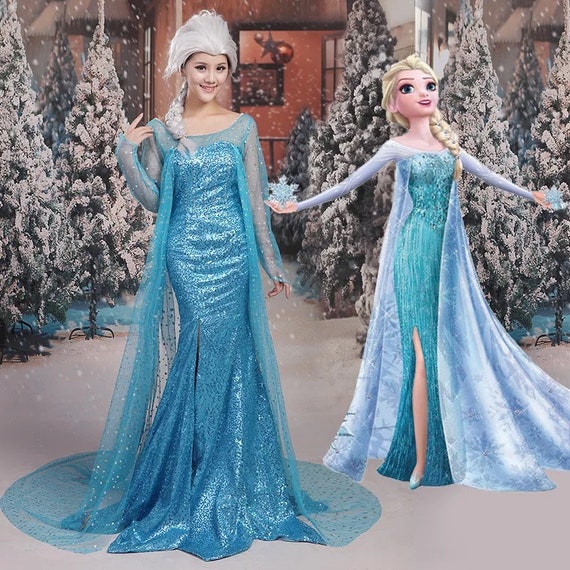 Frozen Elsa Costume Sparkly Velvet Dress