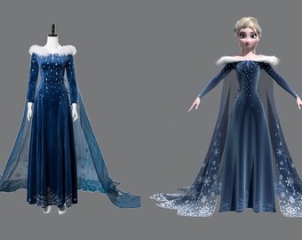 elsa dark blue dress Big sale - OFF 70%
