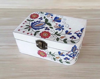 Folk Art Greece Jewelry Box,Traditional Greek Vintage Style Embroidery Old Trinket Box,Floral Decor,Handmade Housewarming Gift from Greece