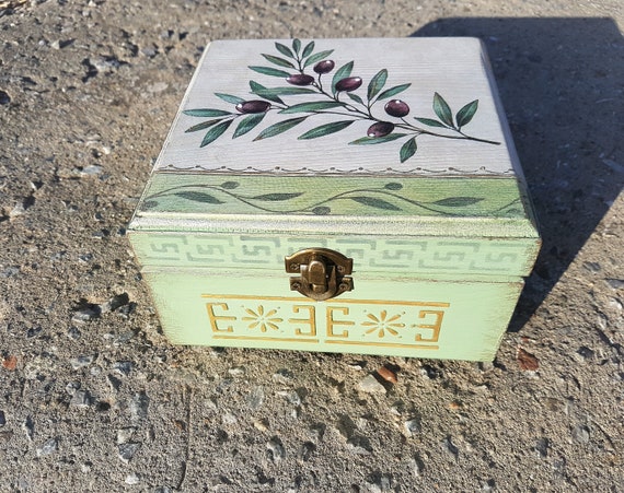 Olive Branch Antique Jewelry Box,ancient Greek Key Jewellery Organizer Box,olive  Tree Keepsake Box,greek Gift From Greece,woman Unique Gifts 