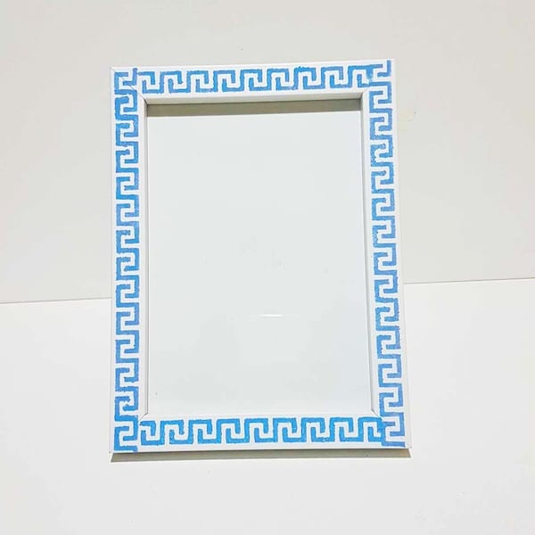 Greek Key Picture Frame 5x7 Wooden Photo Frame Unique, White Blue Black Table Photography Frames, Handmade Home Gift, Present from Greece