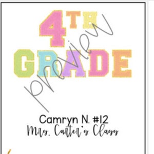 Varsity Letters 4th Grade Teacher or Student Binder & Folder Cover