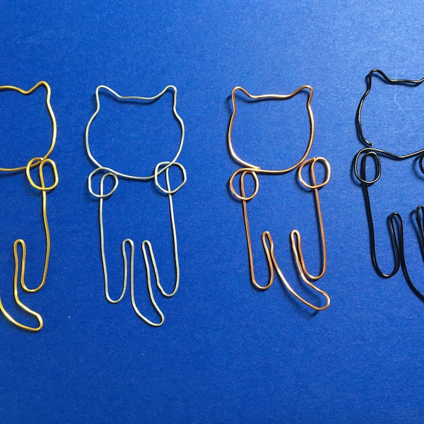 Handmade Wire Cat Bookmark - unique, cute gift for book lovers, cat lovers, teachers, party favor, for journals