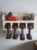 Cordless Tool Holder for Drill, Impact, other tools, Garage Storage Rack, Wood Shelf Organizer. Holds at least 4 tools 