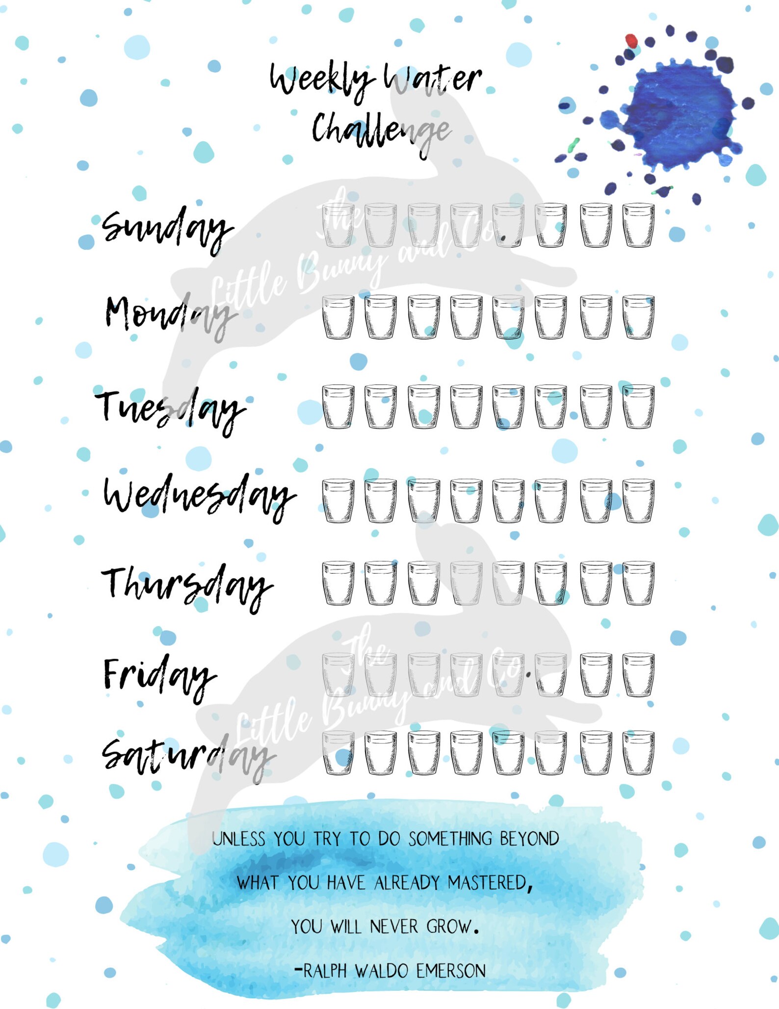 Weekly Water Habit Tracker Printable, Digital Download - Etsy