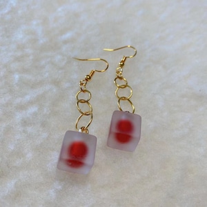 2021 Frosted transparent little red ball gold color earrings