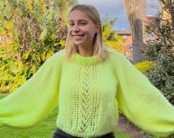 Josephine Jumper | Digital Knitting Pattern | Knitted Sweater | Lace Knitting | Oversized Sweater | Balloon Sleeves