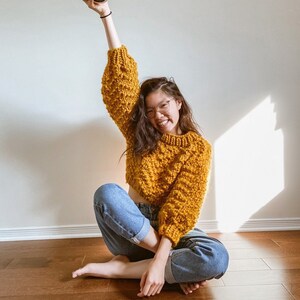 Miss Ziggy Jumper Digital Knitting Pattern Textured Sweater Chunky Yarn Cropped Fit Chevron Stitch image 3