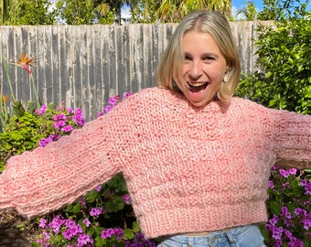 For The Love Of Waffles Jumper | Digital Knitting Pattern | Chunky Sweater Pattern | Waffle Stitch | Cropped Fit | Seamless | Textured