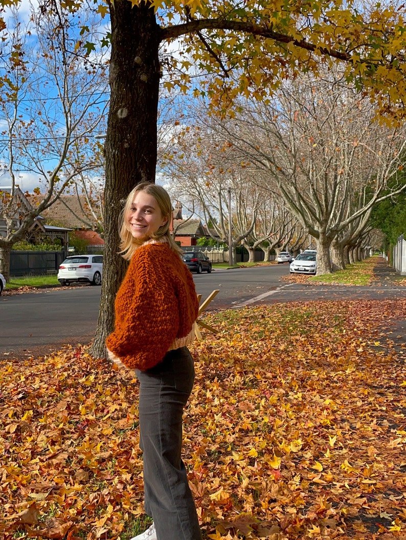 Miss Ziggy Jumper Digital Knitting Pattern Textured Sweater Chunky Yarn Cropped Fit Chevron Stitch image 2