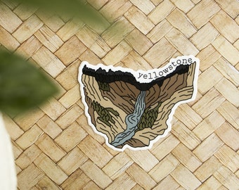 Yellowstone National Park - Minimal Design - White Background - Waterproof