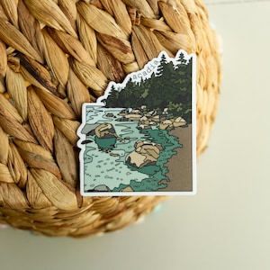 Acadia National Park Jordan Pond Sticker - Minimal Design - Maine Travel Sticker - White Background - Waterproof