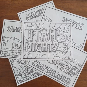 Utah&#39;s Mighty 5 Digitaler Download - Malseiten für Kinder - Malseiten für Erwachsene - Reise Malseiten