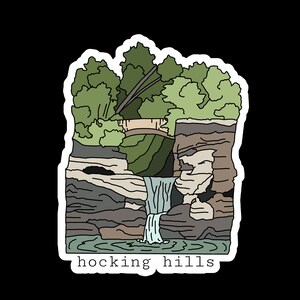 3" Hocking Hills Park - Minimal Design - Ohio - White Background - Waterproof