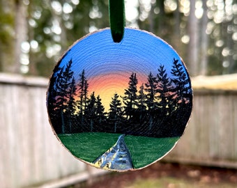 PNW Forest Landscape Christmas Holiday Ornament