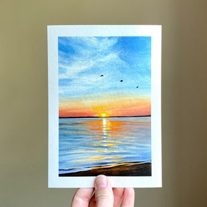 Rehoboth beach print of an original gouache painting, 5 x 7 inches