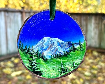 Mt Rainier Washington Christmas Holiday Ornament