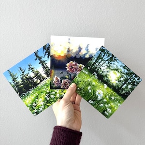 Set di tre carte floreali dello stato di Washington, 5 x 5 pollici
