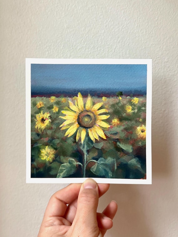 ひまわり 畑 絵画 油絵 油彩 油彩画 絵 絵画 夕日と赤富士のひまわり畑