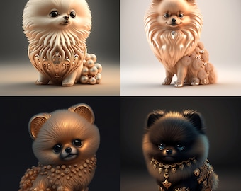 Jeweled Pomeranian Art Prints Six Piece Digital Collection