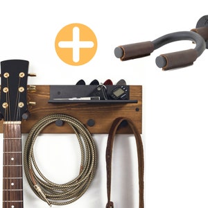 ZUR Bundle Set: Double Guitar Holder Wall Mount ,Guitar Wall Hanger, Guitar Hangers for Guitar Accessories, Guitar Stand, Double Guitar Rack