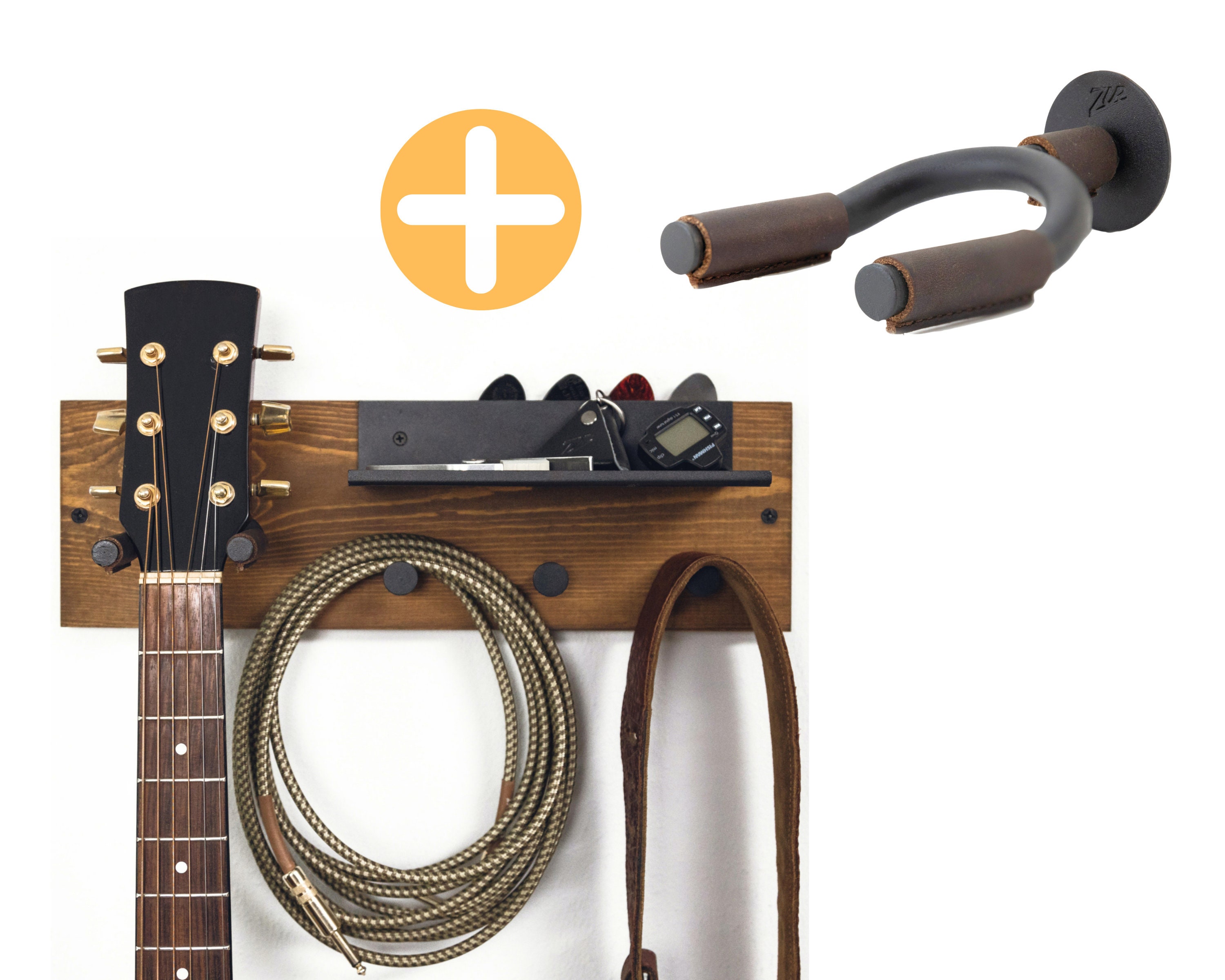 Guitar Wall Mount Guitar Hanger with Pick Holder Display and Guitar  Accessories Rack Shelf with Rotatable Rubber Hook for Electric Guitar,  Acoustic