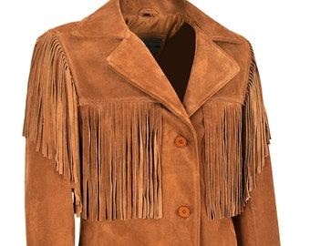 Men's Western Leather Jacket With Brown Fringe