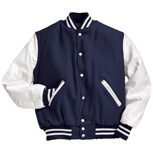 Blue Leather Varsity Jackets Etsy Canada