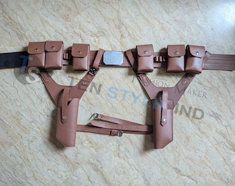 Mandalorianischer Ledergürtel mit Revolvertasche und Revolvertasche