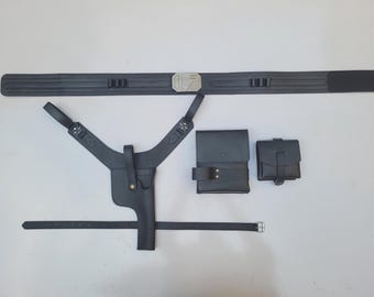 Cinturón de disfraz de cuero auténtico mandaloriano de Axe Woves con bolsillos