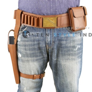 Il libro di Boba Fett del Mandaloriano Costume Cintura in pelle con fondina per pistola e 2 tasche Costume cosplay di oggetti di scena mandaloriani Cintura di Star Wars