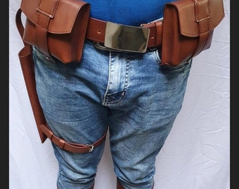 Death Watch Mandalorian Leather Belt, Holster & Pouches - Cosplay Costume Accessory
