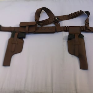 Double Holster Mandalorian Cosplay costume Belt with pouch and Props Soldier Strap Hunting Belt image 4