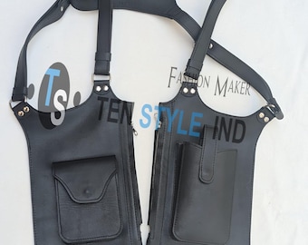 Leather Mobile Pouch Travel Shoulder Wear Harness For Wallet and Mobile